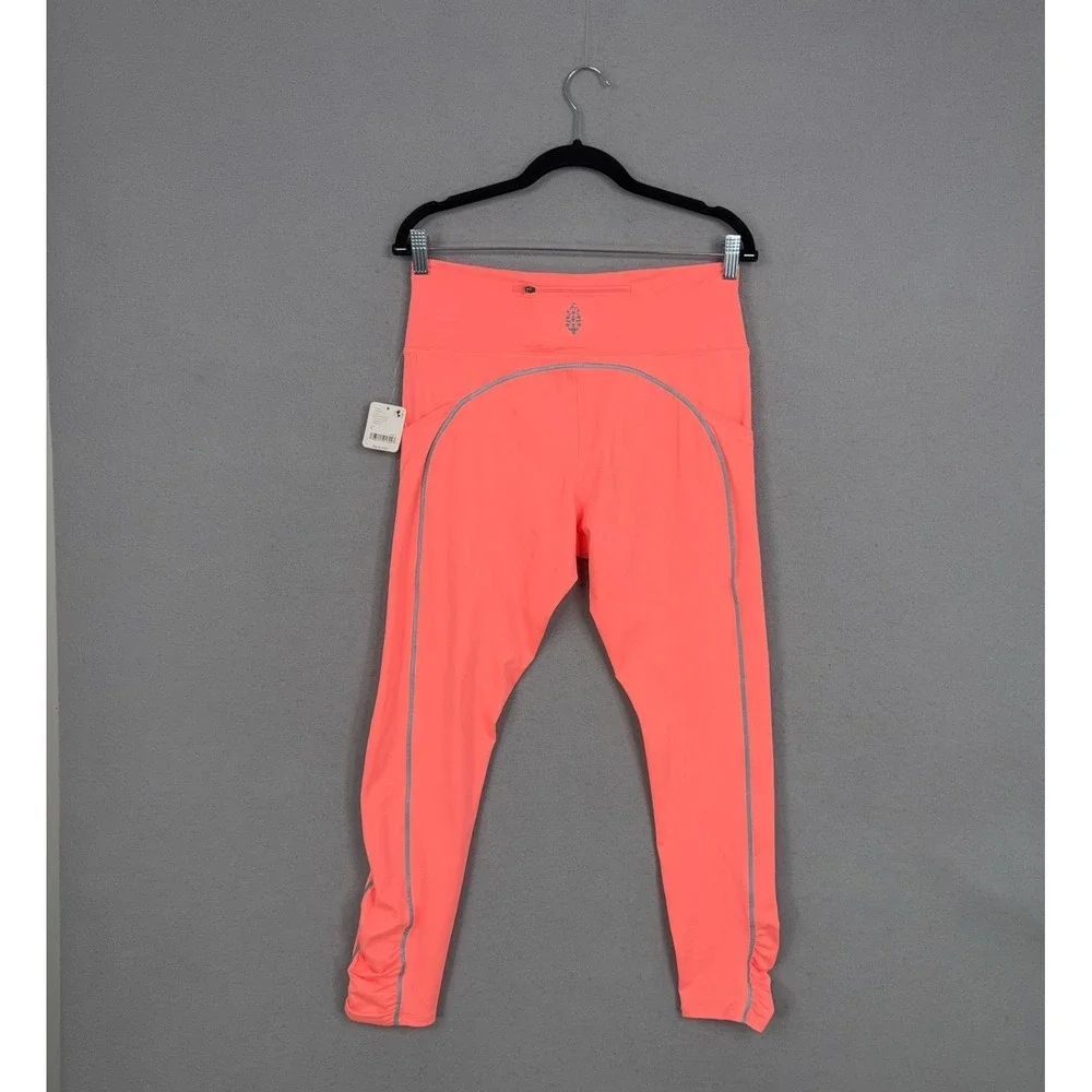 Free People Movement Leggings Womens Large Just Peachy Reflective Rouched